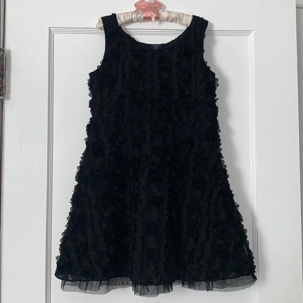 GAP Textured Black Roses Overlay Dress 6/7 EUC